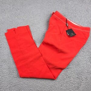 Massimo Dutti Tapered Trousers Womens 2 Red New Contrast Stitch Cropped Pants